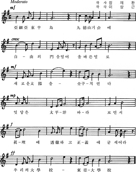 동아대학교 교가 악보로 가사는 위내용 참고